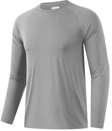 HYCOPROT Långärmad t-shirt för män andningsbar snabbtorkande skjorta fukttransporterande sporttröjor män träning t-shirts män atletisk löpning toppar solskydd gym t-shirt för vandring utomhus cykling