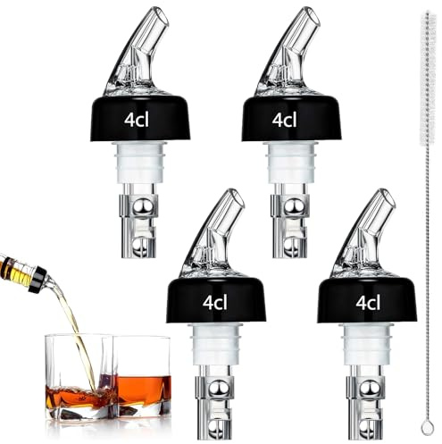 Zorplex 4 Piezas Vertedores de Botellas Medidos 4cl, Boquillas Antigoteo para Vino, Licores, Cócteles y Aceite, Dosificador Automático Ideal para Bar, Cocina y Restaurante (4x4cl)