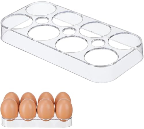 Porta Uova da Frigo, 8-Griglie Contenitore per Uova per Frigorifero, Portauova Frigorifero, Organizzatore per Uova in Plastica per Frigorifero, Vassoio Per Uova in Frigorifero o Sul Piano Di Lavoro