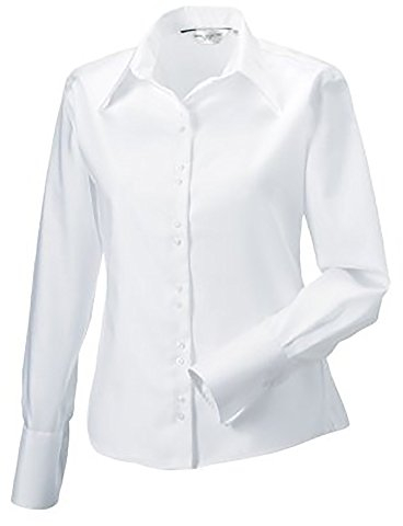 Russell Collection Bluse, Langarm, bügelfrei (L) (Weiß)