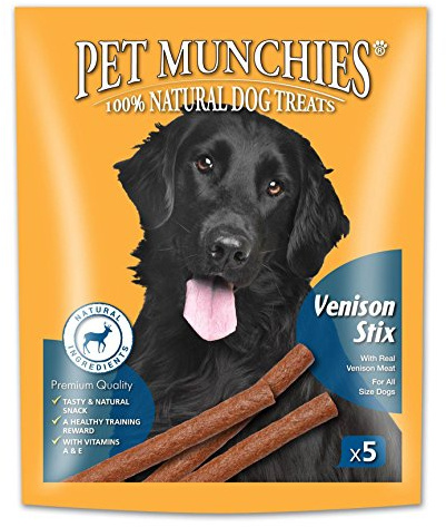 Pet Munchies Venison Stix Dog Treats, Healthy Training Treats with Natural Ingredients 50g (5 Chews)
