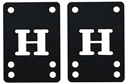 Skateboard Longboard Riser Pads - Set of 2 Risers, Rubber Shock Pads 1/8 (3mm), 1/4 (6mm), Angled (Black, 1/4)