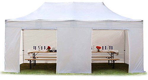 TOOLPORT Faltzelt Faltpavillon Pavillon 3x6m - mit 4 Seitenteilen (ohne Fenster) Premium Dach Partyzelt weiß