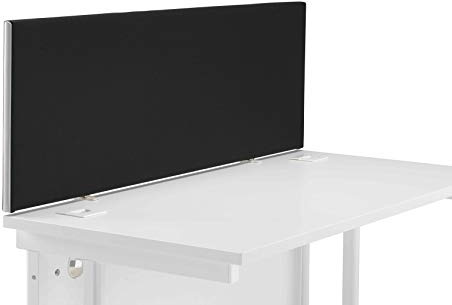 Office Hippo Upholstered Desktop Office Screen, G-Clamp Included, Fire-Retardant, Black, 120 x 3 x 40 cm