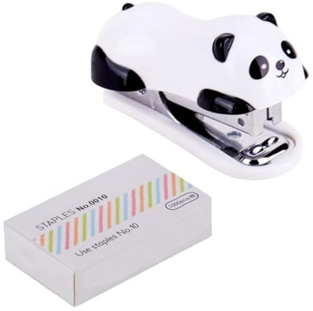 Mini Cute Panda Desktop Stapler with 1000PCS Staples for Office School Home or Travel Use