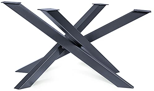 Magnetic Mobel Tischgestell Orion Design Kreuzgestell Schwerlast massiv Tischkufen Stahl Tischbeine Metall Profil 8x4 cm (XL-Size 150x81x71 cm, Anthrazit)