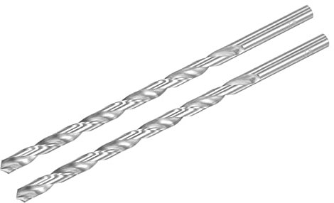sourcing map HSS(High Speed Steel) Extra Long Twist Drill Bits, 8.5mm Drill Diameter 200mm Length for Hardened Metal Woodwork Plastic Aluminum Alloy 2 Pcs