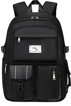FANDARE Mochilas Tipo Casual Mochilas Escolares para Portatil 15.6 Pulgadas Chico Niñas Bolsas Escolares Mochila Universidad Daypacks Adolescentes Viaje Impermeable Poliéster Negro