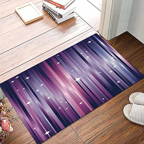 Badematte 50x80cm, Rutschfeste Badteppich, Aubergine, abstrakte bunte Strahlen Hintergrund mit weißen Sternen Raum inspir,Mikrofaser Badvorleger mit, Wasserabsorbierende Weiche teppiche für Badezimmer