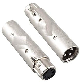 Cavo adattatore da XLR maschio a 3 pin a XLR femmina a 5 pin, accoppiatore di genere – Confezione da 2