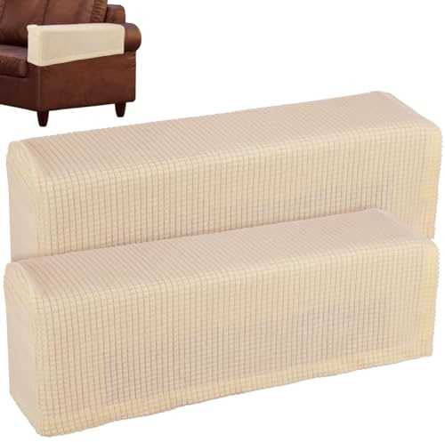 SUPVOX Sofa Armrest Cover 2 Pieces Beige 43.00X20.00X17.00cm/16.90X7.86X
