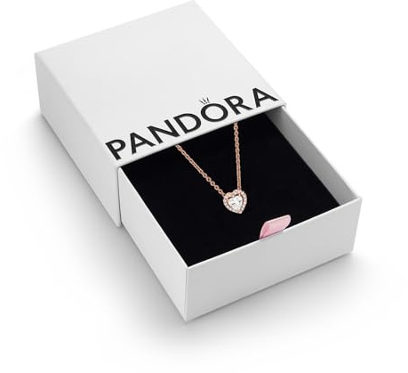 PANDORA Timeless Women's 14k Rose Gold-Plated Sparkling Heart Collier Necklace, 45cm, With Gift Box