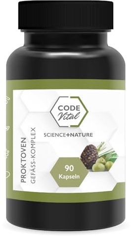 CODE VITAL ® ProktoVen Gefäß-Komplex | OPC Traubenkernextrakt hochdosiert mit 285 mg reinem OPC | Für Blutgefäße, Beinvenen, Haut & Bindegewebe | Made in Austria | Pflanzlich & vegan | 90 Kapseln