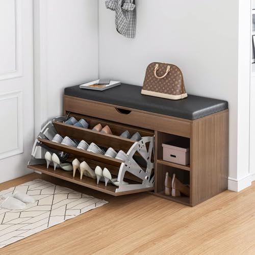ihomemore Scarpiera per ingresso con sgabello, scarpiera a due livelli, adatta per casa e appartamento.