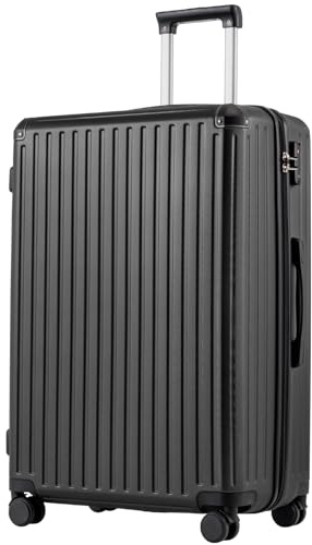 COOLIFE 28 Inch Large Suitcase – Hardshell Trolley Lightweight ABS+PC Luggage with 360° Silent Wheels & TSA Lock, Telescopic Handle for Business Trip,Long Haul Travel & Family Holidays,Black