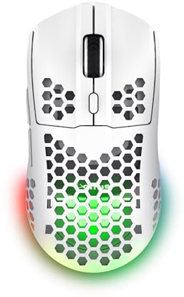 Trust Gaming GXT 929 Helox Kabellose Gaming Maus, Ultraleichte Maus 75g, 80h Dauerbetrieb, 2,4-GHz-Mikro-USB-Empfänger, Einstellbare DPI (800-4800), 6 Programmierbare Tasten, Gaming PC MMO - Weiß