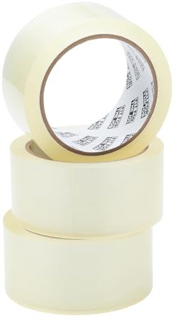Fit For The Job Parcel Tape - Heavy-Duty Clear Tape for Packing Boxes, 48mm x 66m, 3 Rolls - Low Noise General Purpose Packing, Secure Sticky Seal, Perfect for Moving House