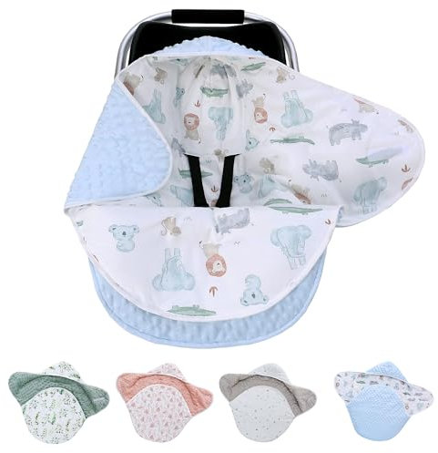amo nenes Einschlagdecke Babyschale für Winter und Übergang Buggy Schlafsack Universal Fußsack Babydecke Baumwolle Baby Pucksack für Kinderwagen Autositz für Babys 0-12 Monate, Blau