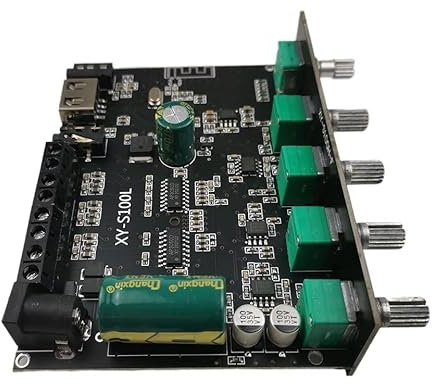 Hi-Fi-förstärkare，Audioförstärkare 2 * 50W+100W Power Bluetooth-förstärkarkort Ljud Klass D Hemmabioljud Stereo Equalizer AUX Amp(Transparent)