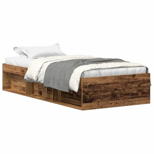 vidaXL Giroletto Senza Materasso Legno Antico 90x200cm in Truciolato, mobili della Camera da Letto, Base del Letto, Letto Singolo, Letto