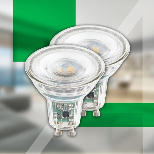 BRILONER - Classe A Set di 2 lampade LED GU10 in vetro, luce bianca calda, 2,5W, 450lm, lampadina LED, illuminante, 50x56 mm