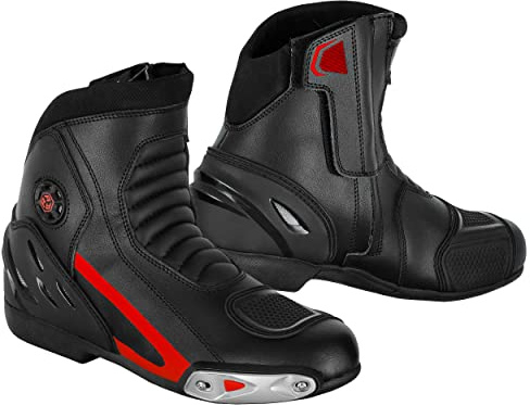 Vaster Moto Bottes de moto en cuir antidérapantes pour homme avec soutien de la cheville imperméables