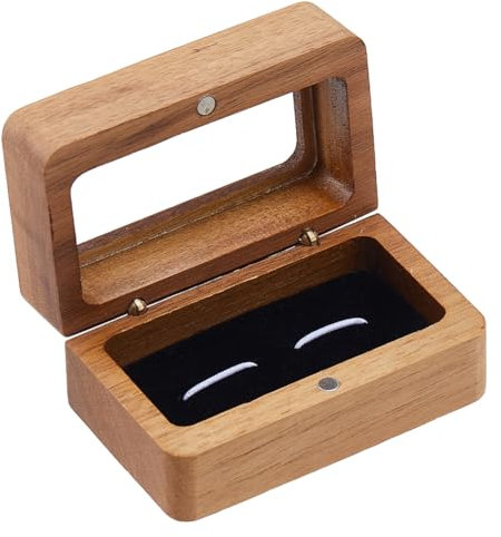 DICOSMETIC Wooden Cufflinks Box Small Cufflink Display Case Vintage Cufflink Gift Box Rectangle Storage Cufflinks Boxes with Window Jewellery Organisers Accessories for Women Men