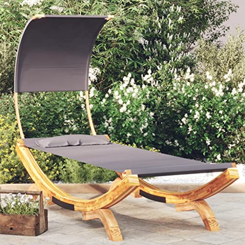 Generico Lettino con Tettuccio 100x200x126 cm in Legno Curvato Antracite,Mobili,Mobili da Giardino,Letti per esterni-313946