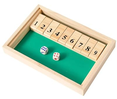 Diyxisk 2-spelare-hatt i lådan, trä tärningsspel, 9-delad shut the box 2-spelare, traditionellt tärningsspel, resevänlig, utmärkt familjespel, lämplig för barn och vuxna