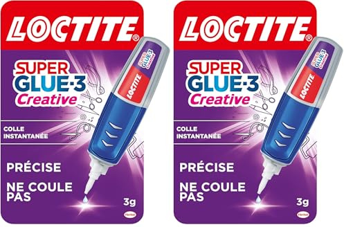 Loctite – Super Glue-3 Creative (stylo de 3 g) – Colle gel cyanoacrylate ultra précise qui ne coule pas – Colle forte pour collage rapide et puissant sur surfaces poreuses et verticales (Lot de 2)
