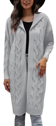 Generisch 2026 Suéteres Largos Chaqueta de Punto Abrigo de Invierno para Mujer Frente Abierto Ropa Exterior Abrigo Envolvente Talla Grande Manga Larga Aspecto puro, Gy1., XL