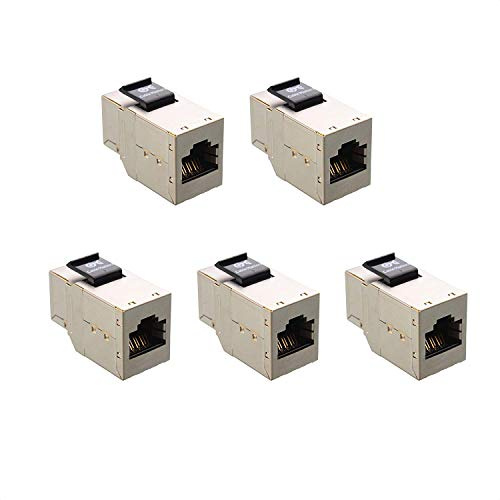 Cable Matters [UL Listed] 5-Pack 10Gbps Shielded Cat 6 Keystone Coupler (Shielded RJ45 Ethernet Female to Female Keystone Jack) for Patch Panel, Wall Plate