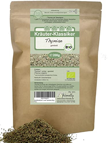 direct&friendly - griechischer Bio Thymian | schonend luftgetrocknet | Gewürz oder perfekt auch als Thymiantee | gerebelt (200 g)