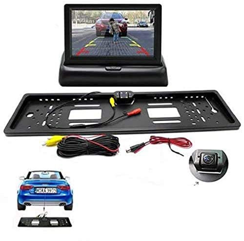 SLS SHOP Portatarga con Telecamera Retromarcia +MONITOR 4.3 Auto Retrocamera 170 Notturna
