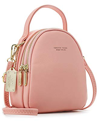 PORRASSO Mini Mochila Mujer Moda Bolso Muchacha Impermeable Bolsa de Hombro con Orificio para Auriculares Cuero Daypack Viaje Cita Mochila Pequeña Rosa