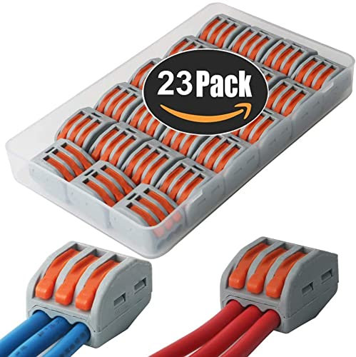 Bornes de Connexion, CESFONJER 23 pcs Connecteur électrique rapide, Connecteurs de fil compacts, pour Fils Solides, Toronnés et Flexibles (3 Ports)