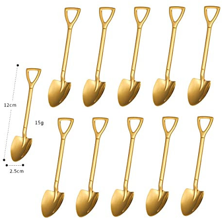 20 Pack Shovel Shape Demitasse Espresso Spoon, 4.7 Inches Stainless Steel Mini Coffee Spoons for Dessert,Tea, Appetizer, Party Supplies, Gold