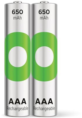 GP ReCyko AAA Akku NiMH 650 mAh, 1,2V, 2 Stück Akkus AAA, sehr geringe Selbstentladung, vorgeladen für direkten Gebrauch