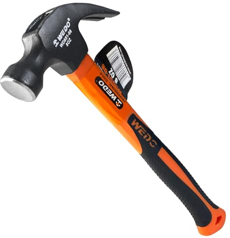 WEDO Martillo de mecánico,226g(8oz),Largo 270mm,Maza de Alto contenido de carbono,Herramienta de Carpintero,Martillo de Peña de fibra de vidrio