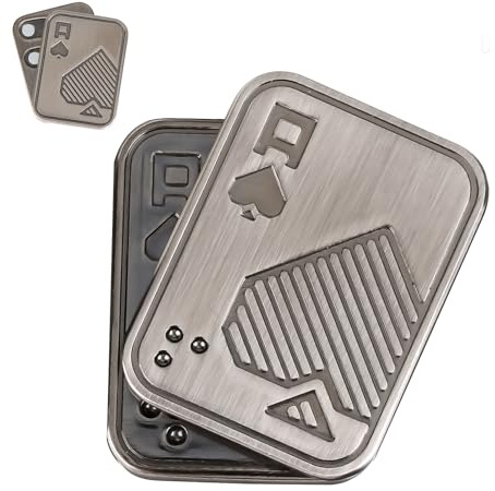 Metal Poker Fidget Slider for Adults - Push Card Stress Relief Toy, Portable EDC Fidget Toys for ADHD, Autism, Anxiety, Boyfriend