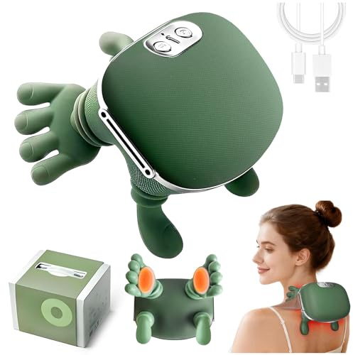 Masajeador Cervical, de Cuello y Espalda 4D con Calor, 3 Intensidades + 2 Niveles de Calor (40-45°C), Diseño Ergonómico que se Adapta a la Curva del Cuello y Hombros, Regalo para Hombre, Mujer