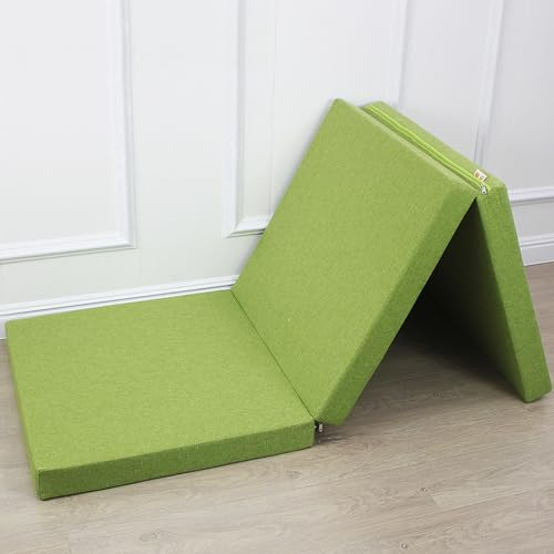 XXIUDEE Faltbare Isomatte, Gästematratze mit waschbarem Bezug, tragbare Bodenmatratze für Reisen, Camping, Druckentlastung und stützend, platzsparend (200 x 60 x 5 cm, Grün)