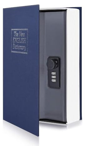 Cassaforte a libro con serratura a combinazione, salvadanaio a forma di dizionario, portatile, per casa e ufficio, scatola segreta nascosta per chiavi, soldi, contanti, gioielli (blu navy)