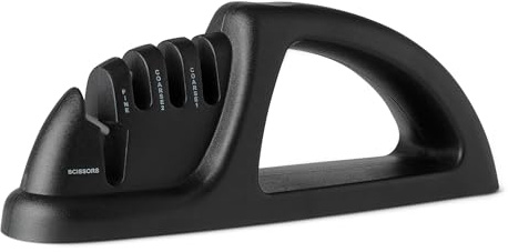 Amazon Basics 4-in-1 Knife Sharpener, Non-Slip Base, Includes Safety Glove