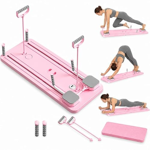 Reformer Pilates Multifonction avec Bandes de Résistance & 10 Exercices Inclus - Appareil Abdominale et Entraînement Complet du Corps pour Gym à Domicile, Pliable et Compact pour Un Rangement Facile