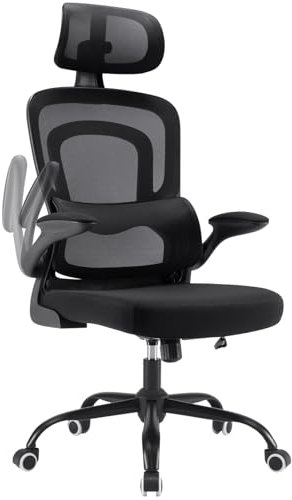 Sunon Ergonomischer Stuhl Büro Computer Stuhl mit Rollen Schreibtisch für Bequemer Home Office Höhenverstellbar Chefsessel Bürostuhl mit Kopfstütze, Schwarz