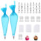 2pcs Silicone Piping Bags with 24 Stainless Steel Nozzles, 3 Spatulas and 5 Converters for Cake, Pastry and Cupcake Decorating, Reusable Icing Piping Kit
