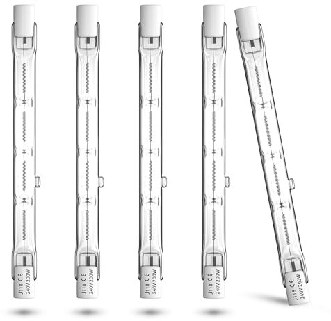 BrightWish R7S Halogen Leuchtmittel 118mm 200W Dimmbar Warmweiß – Halogenstab für Strahler, Deckenfluter, Baustrahler, Arbeitsleuchten