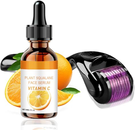 Vitamin C Serum Microneedling Set, 540 Titanium Derma-Roller 0.5mm mit Anti Aging Vitamin C Serum Gesicht, Pigmentflecken Entferner, Micro Infusion System Glow Skin