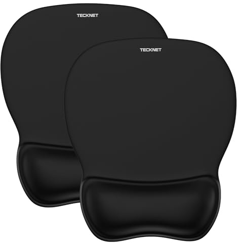 TECKNET Mouse Mat Wrist Support,2 Pack Gel Ergonomic Mouse Mats, Waterproof Surface Mouse Pad Wrist Support with Non-Slip PU Base, Comfort Mouse Wrist Rest for Computer, Laptop, Office and Home,Black